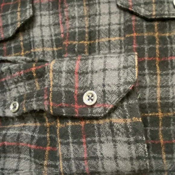 PURPLE-BRAND | 100% Wool Button Down Flannel Plaid Shirt Large - Picture 10 of 16